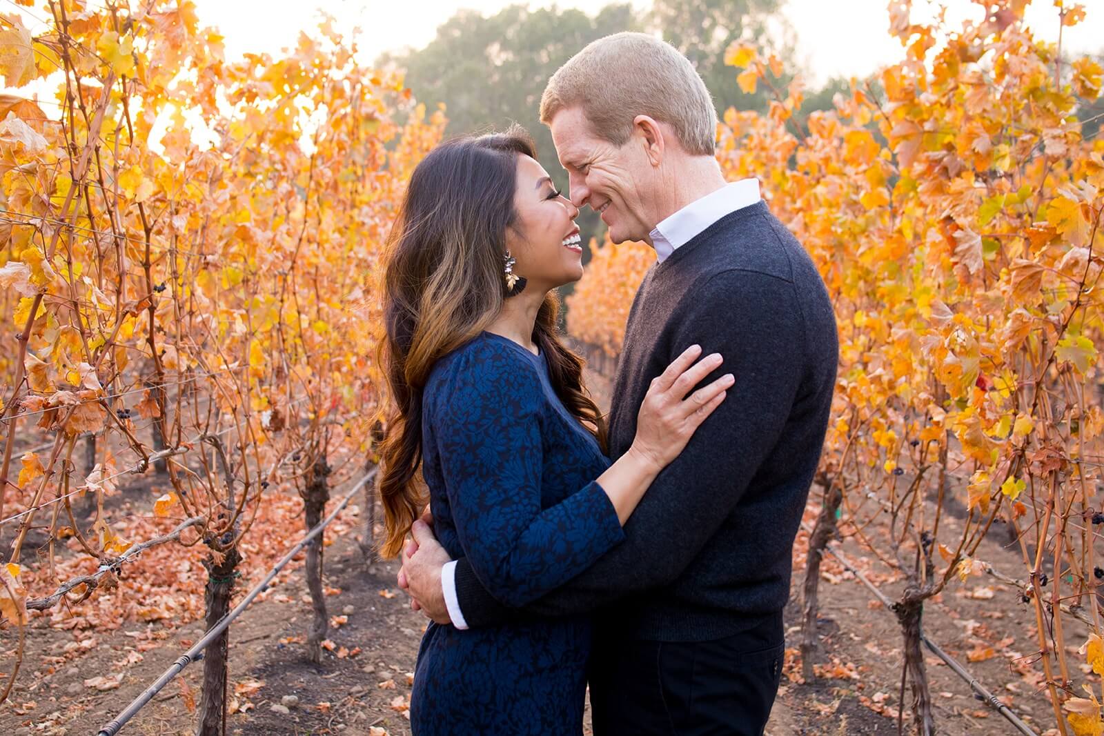 napa valley vineyards, couple enjoying napa, napa engagement, napa couple