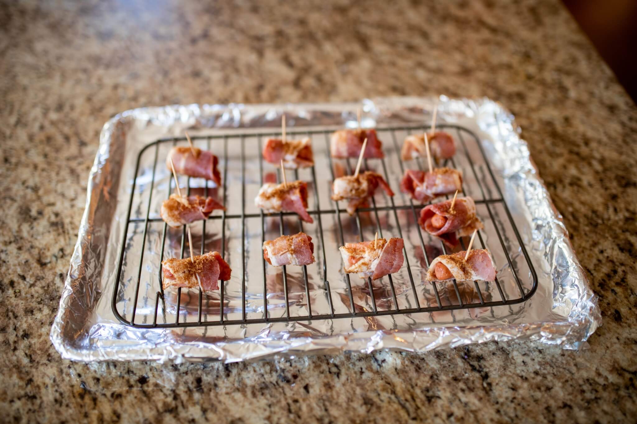 bacon wrapped smokies with brown sugar, game day appetizer, appetizer ideas, easy appetizers, bacon appetizer, smokies appetizer, football party appetizer, superbowl appetizers